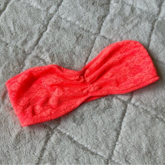 Victoria Secret PINK | Coral Lined Lace Bralette / Bandeau | Size Extra Small - Picture 2 of 15